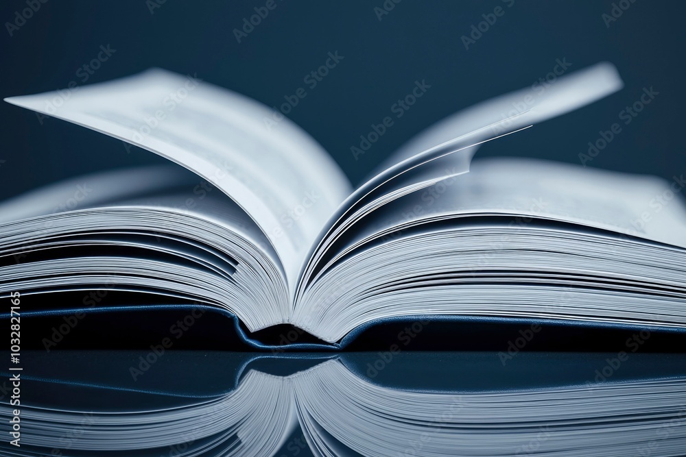 Open Book with Curved Pages and Reflection Open Book with Curved Pages and Reflection