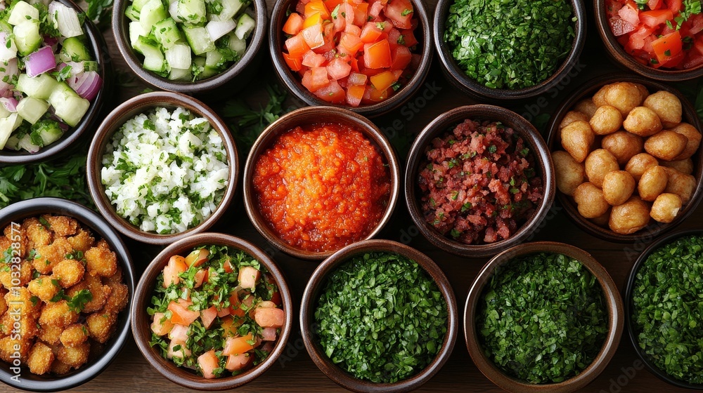 Delicious Falafel Dish: Top-Down View of Perfectly Arranged Falafel Balls with Subtle Curves Delicious Falafel Dish: Top-Down View of Perfectly Arranged Falafel Balls with Subtle Curves
