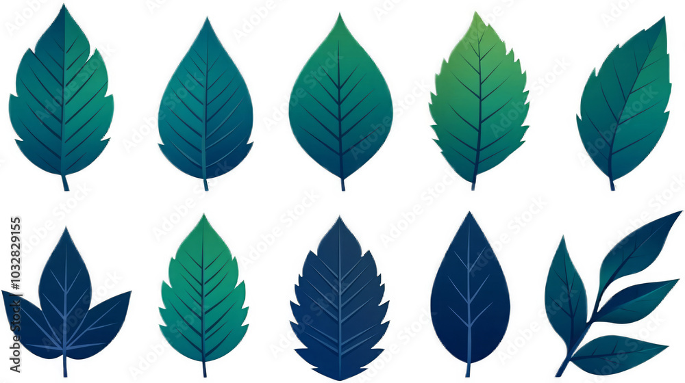 Collection of various green leaves isolated on black background. Collection of various green leaves isolated on black background.