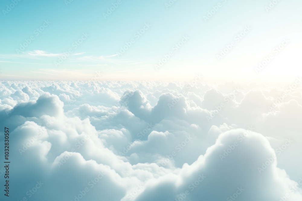 Fototapeta premium A View from Above: An Expanse of Clouds in a Bright Sky