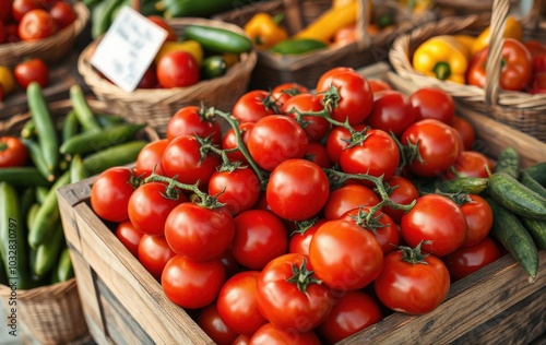 Fresh Tomatoes Displayed at a Market