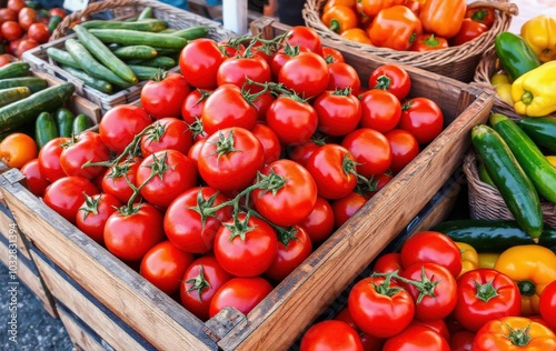 Vibrant Red Tomatoes in a Rustic Crate