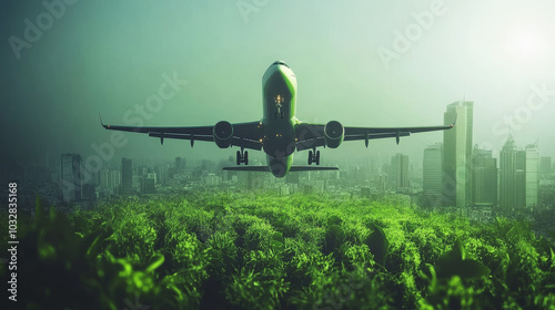 Using biofuels, airplanes can fly without polluting the air. This helps make air travel more environmentally friendly and is a step towards a greener future for flying. photo