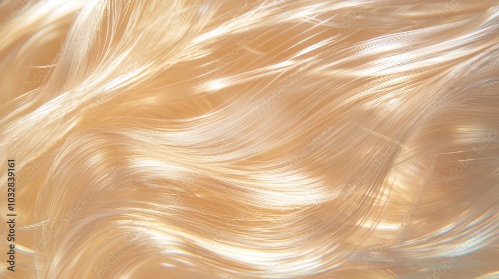 Extreme Macro View of Single Strand of Hair Revealing Texture, Color Variations, and Light Reflections