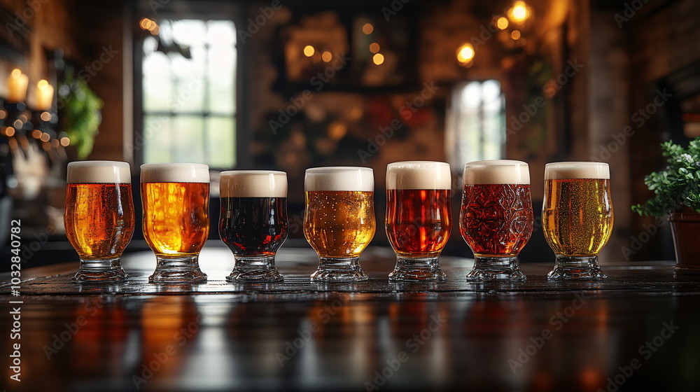 Celebration of Craft Beer in Diverse Glassware Display Celebration of Craft Beer in Diverse Glassware Display