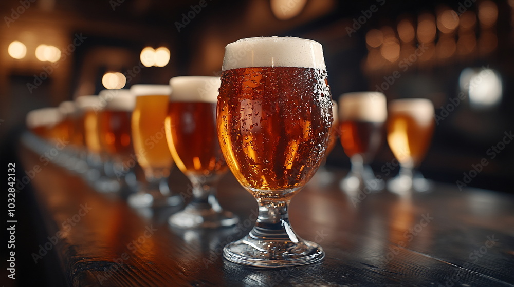 Celebration of Craft Beer in Diverse Glassware Display Celebration of Craft Beer in Diverse Glassware Display
