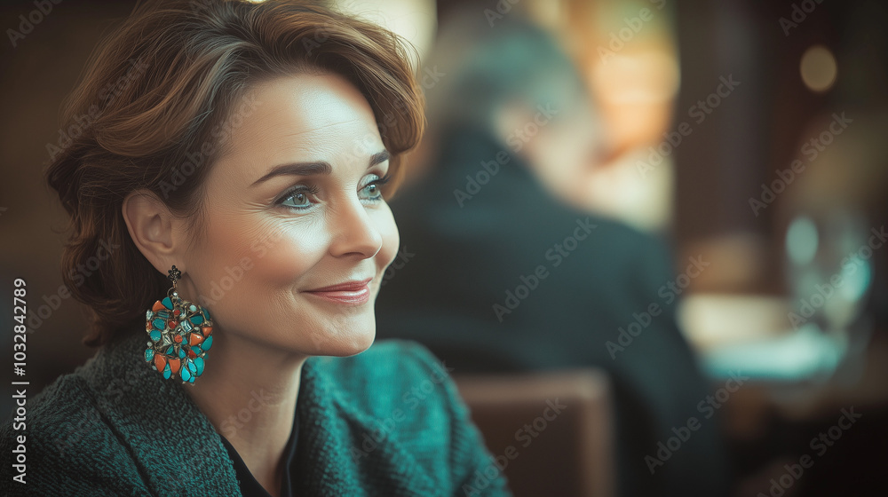 Fototapeta premium Elegant Austrian Woman in a Viennese Café