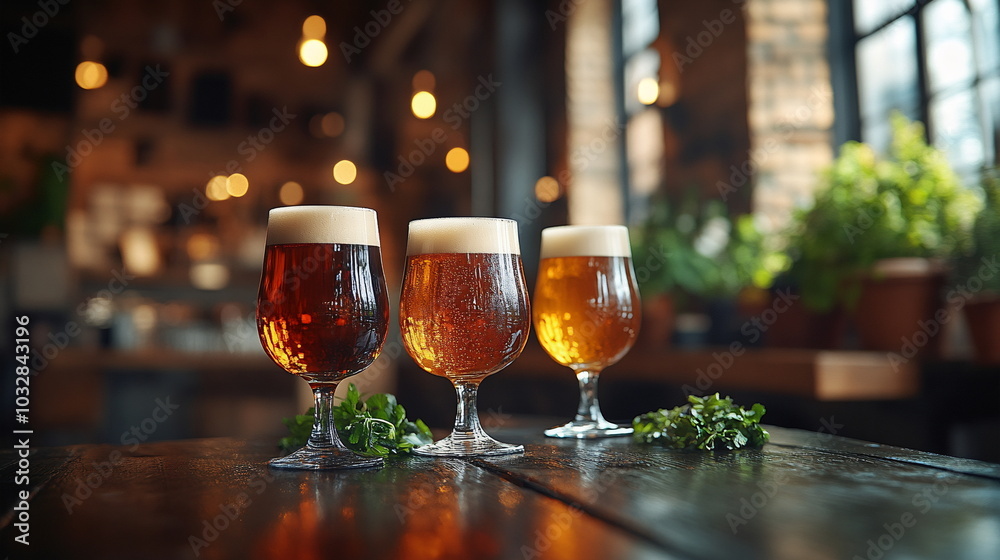 Celebration of Craft Beer in Diverse Glassware Display Celebration of Craft Beer in Diverse Glassware Display