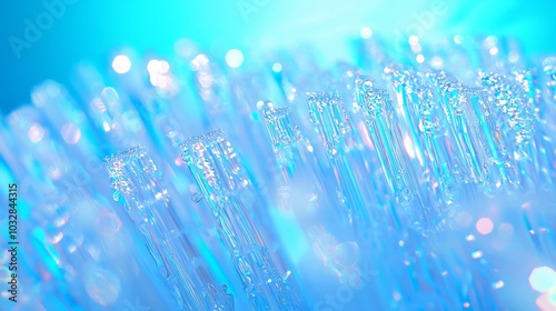 Extreme Close-up Macro Shot of Toothbrush Bristle Highlighting Fine Details and Light Reflections on Plastic Surface