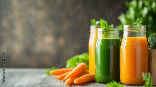 Green and orange detox water in glass bottle healthy food generate ai