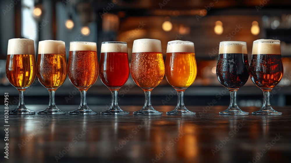 Celebration of Craft Beer in Diverse Glassware Display Celebration of Craft Beer in Diverse Glassware Display