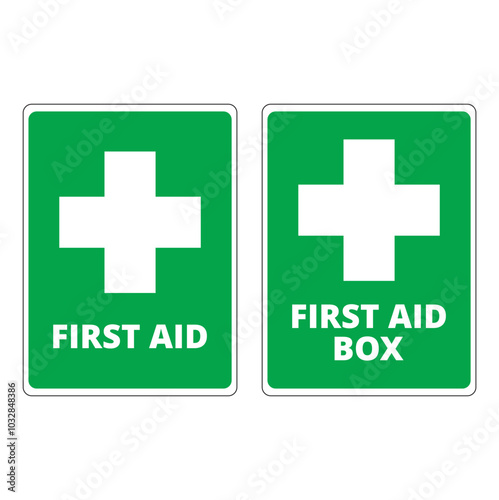 First aid sign on a white background with copy space