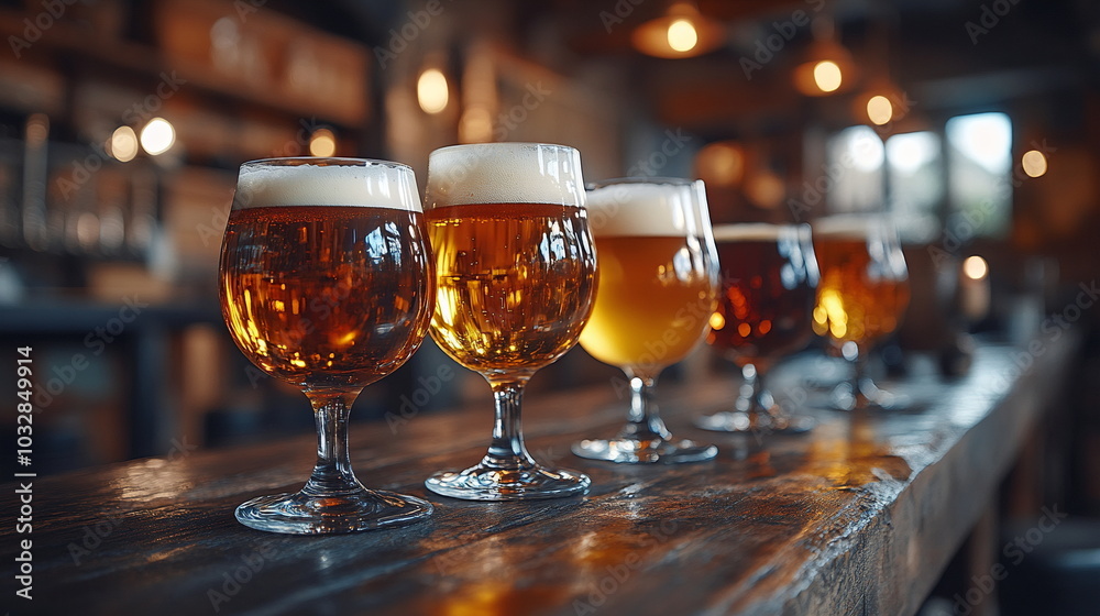 Celebration of Craft Beer in Diverse Glassware Display Celebration of Craft Beer in Diverse Glassware Display
