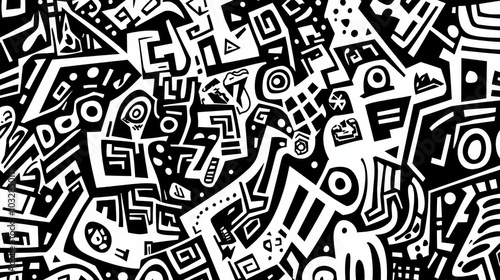 Wallpaper Mural Abstract background with hieroglyphs. The chaotic arrangement of lines. Plain monochromatic pattern  Torontodigital.ca
