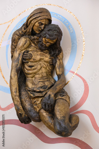 The Pieta in the Chapel of Our Lady of Sorrows (The Slovak Chapel). The Divine Mercy Sanctuary in Kraków, Poland.