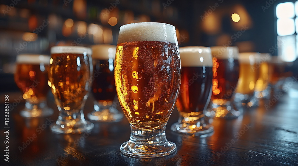 Celebration of Craft Beer in Diverse Glassware Display Celebration of Craft Beer in Diverse Glassware Display