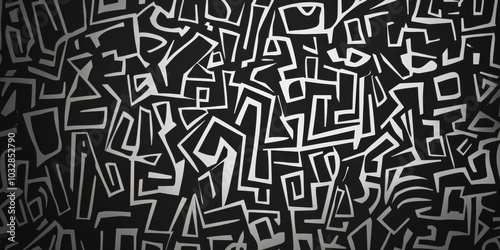 Abstract background with hieroglyphs. The chaotic arrangement of lines. Plain monochromatic pattern 