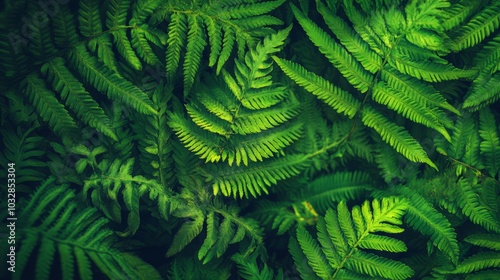 Beautiful green fern leaves with texture close up top view, beautiful green nature background with leaves