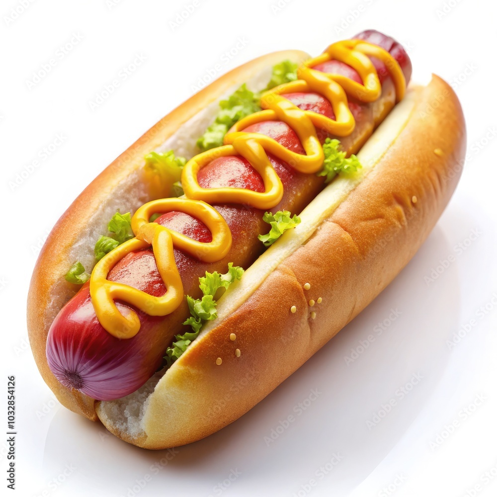 A classic hot dog topped with mustard, ketchup, and onions in a warm bun. Generative AI A classic hot dog topped with mustard, ketchup, and onions in a warm bun. Generative AI