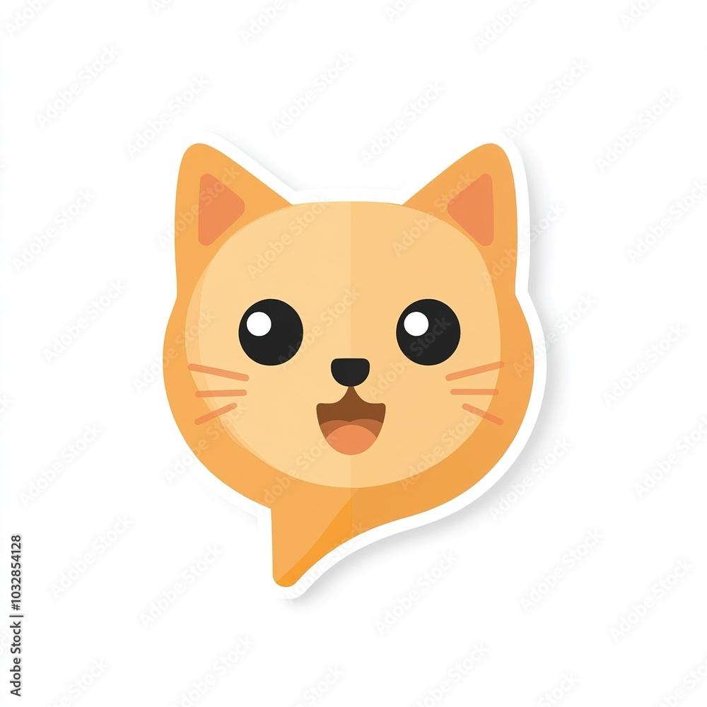 Cute cartoon cat face with an excited expression, featuring bright colors and large eyes, suitable for stickers or digital art Cute cartoon cat face with an excited expression, featuring bright colors and large eyes, suitable for stickers or digital art