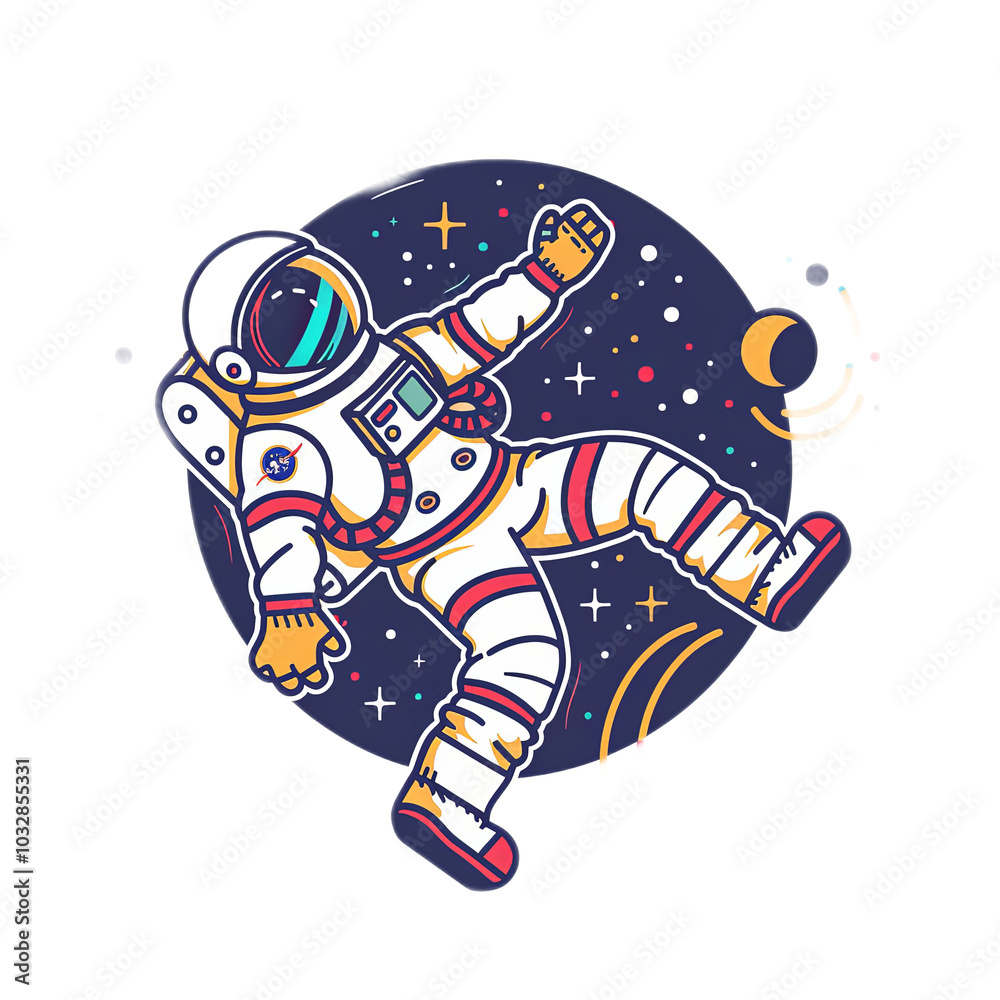 Vibrant Astronaut Floating in Space Design Vibrant Astronaut Floating in Space Design