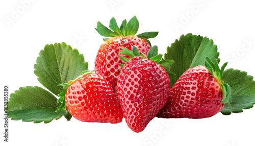 Closeup of Strawberry Isolated on White Background, High-Quality Fresh Fruit Image for Stock Use