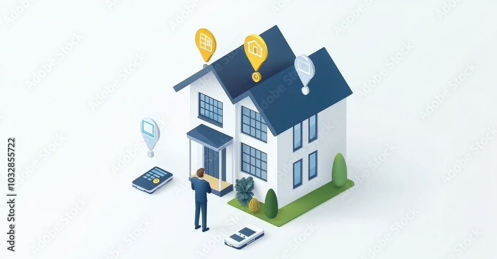 Isometric illustration of smart home automation. House system management automation. Isometric illustration of smart home automation. House system management automation.