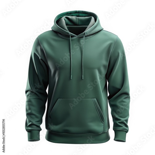 Dark green hoodie sweatshirt showcasing knitwear on a standard display. Generative AI