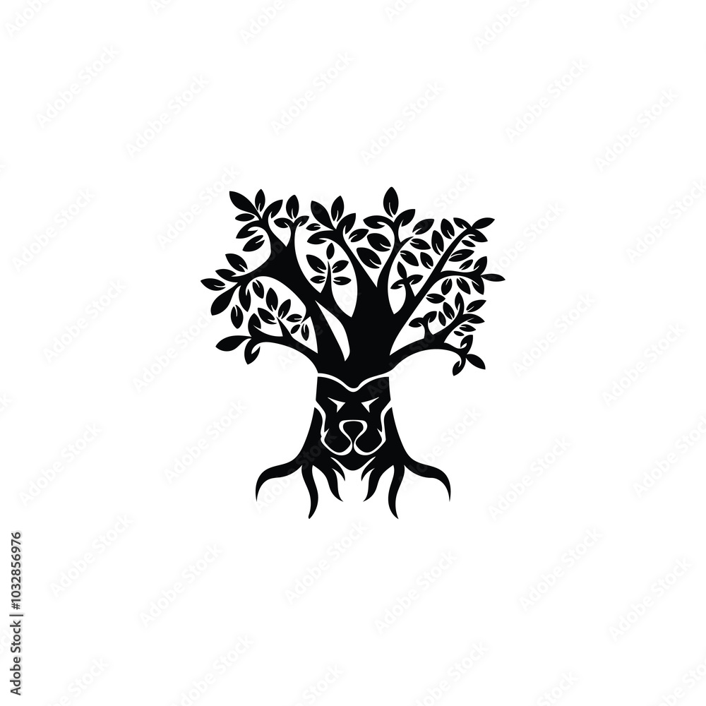 Obraz premium lion leaf logo vector illustration, Design element for logo, poster, card, banner, emblem, t shirt. Vector illustration