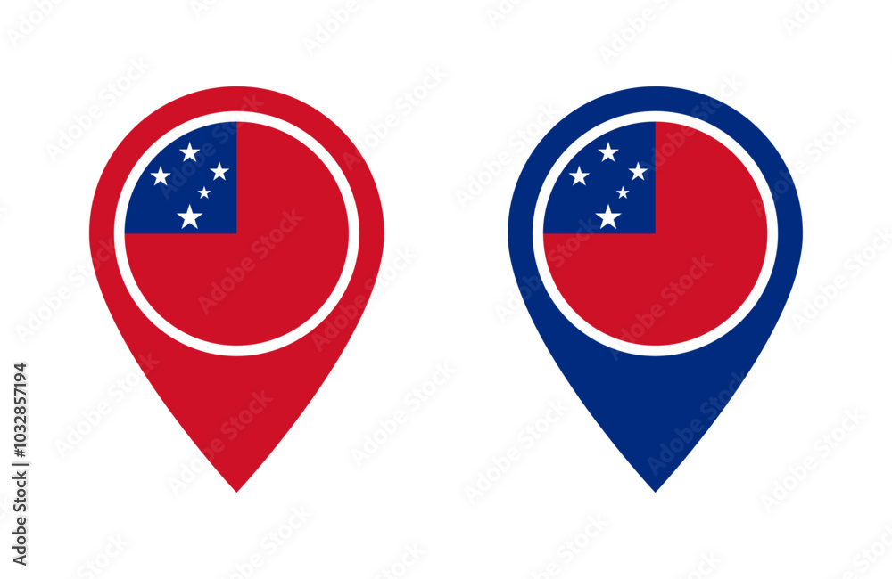 Fototapeta premium Samoa flag location icon set