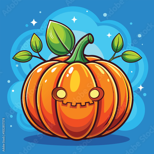 Pumpkin color cartoonist Icon silhouette on white background.	