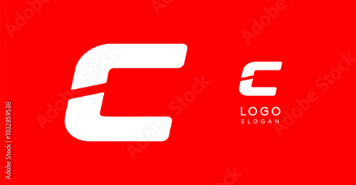 Bold angular letter C, geometric cutouts, minimalist sporty style, dynamic corporate identity, athletic and automotive logo, strong typographic design. Vector typeset