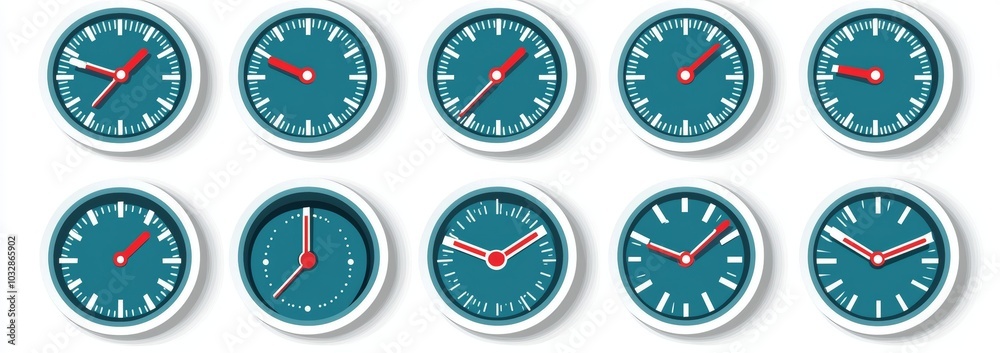 Set of stopwatch timers on white background with counts down to 5, 10, 15, 20, 25, 30, 35, 40, 45, 50, 55, 60 minutes - Modern Icon. Set of stopwatch timers on white background with counts down to 5, 10, 15, 20, 25, 30, 35, 40, 45, 50, 55, 60 minutes - Modern Icon.