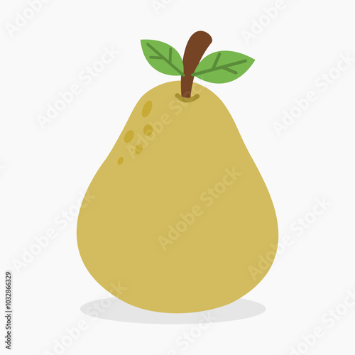 Yellow flat pear vector illustration isolated on white background