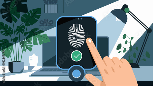 A fingerprint scanner displaying a green checkmark, granting access.