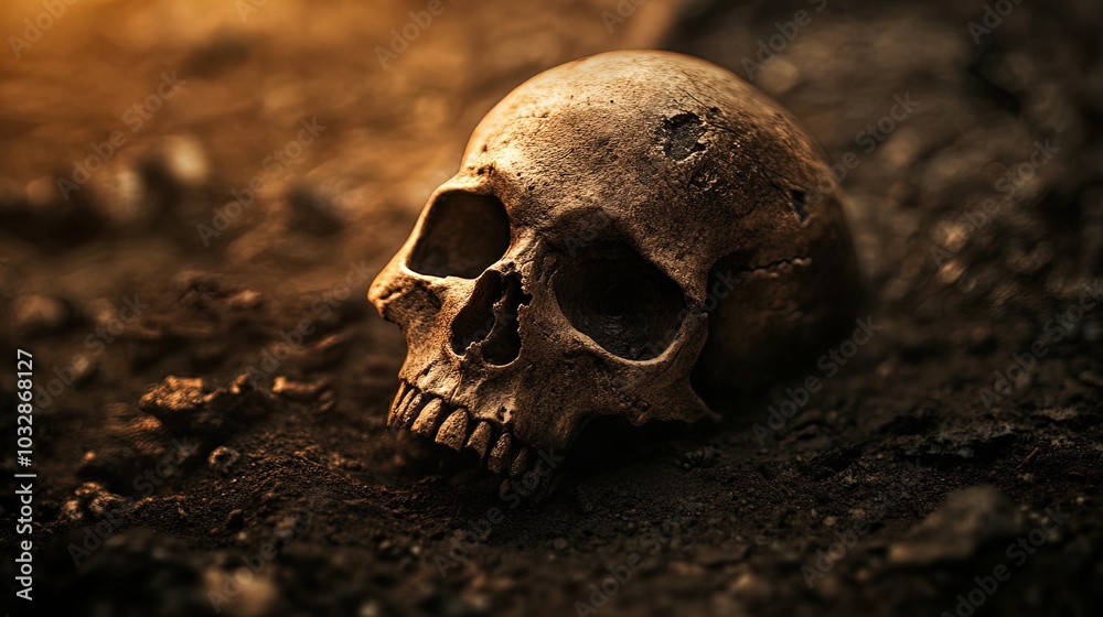 Skull Resting on the Ground in Eerie Light Skull Resting on the Ground in Eerie Light