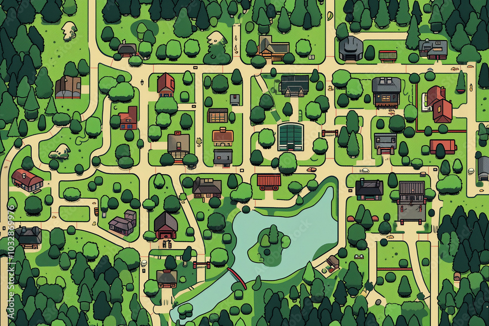 Fototapeta premium Simple just streets map, minimalist kids style, 2D style. Generative AI tools
