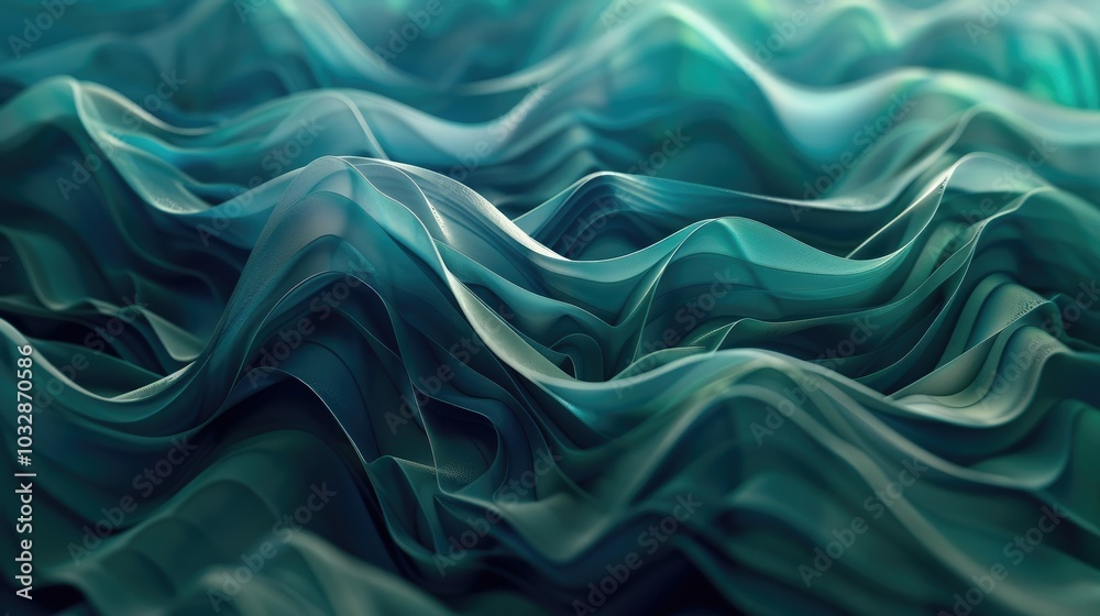 A wave-like pattern of interlocking curves in various shades of blue and green A wave-like pattern of interlocking curves in various shades of blue and green