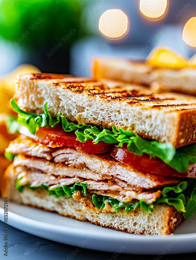 A delicious sandwich on a plate. A delicious sandwich on a plate.