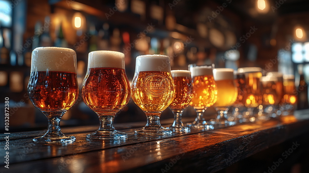 Celebration of Craft Beer in Diverse Glassware Display