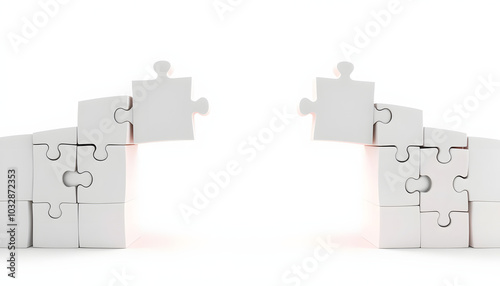 Mental Physical Health Bridge the Gap Puzzle Pieces 3d Illustration isolated with white highlights, png