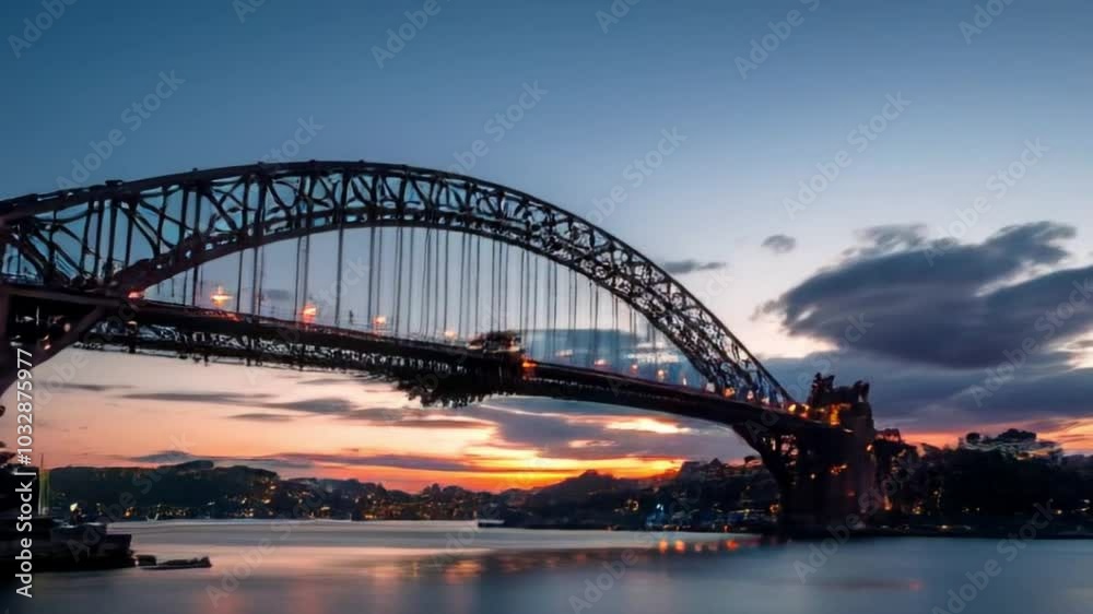 Captivating video trailer of Sydney Harbour Bridge at twilight with long exposure and serene soundtrack. Captivating video trailer of Sydney Harbour Bridge at twilight with long exposure and serene soundtrack.