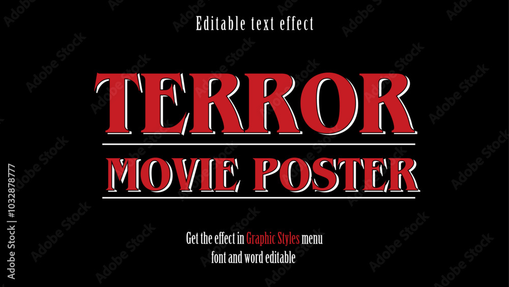 Fotografie Editable Vector Text Design for Movie Posters 80s Inspired