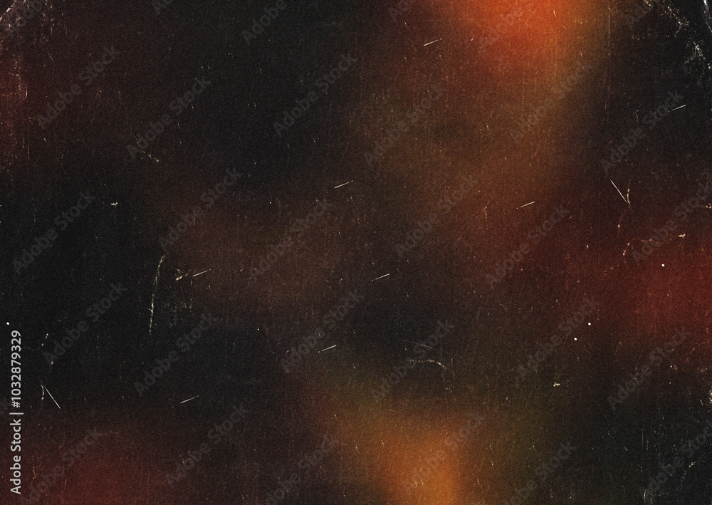 Fototapeta premium Lens Optical Flare Glare Grunge Scratches and Dust Film Noise Grain Overlay Red Effect Vintage Retro Abstract Bokeh and Light Leaks with Retro Camera Defocused Blur. Screen Overlay Mode for Photo edit