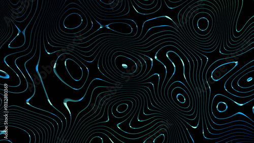 Dynamic digital art with swirling teal and blue lines, creating a sense of motion and depth on a dark canvas