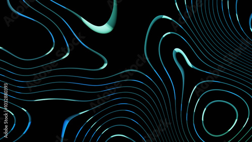 Minimalistic abstract design featuring layered, glowing lines in a topographic style, blending modernity with smooth, flowing shapes