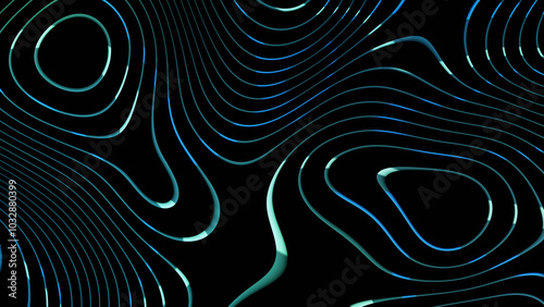 Organic abstract art with luminous curved lines, creating a sense of depth and motion against a dark backdrop
