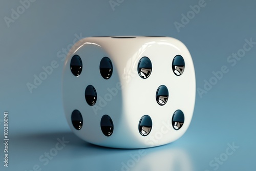 White dice with black spots on it photo