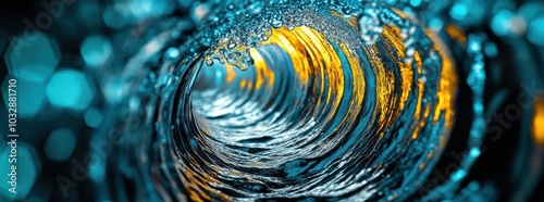 Wallpaper Mural Blue and yellow water flow inside pipe, fisheye photography, futuristic style Torontodigital.ca