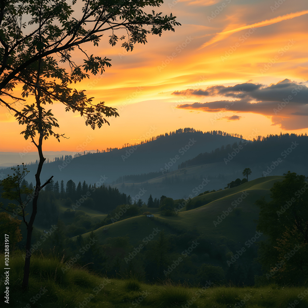 Fototapeta premium sunset in the mountains